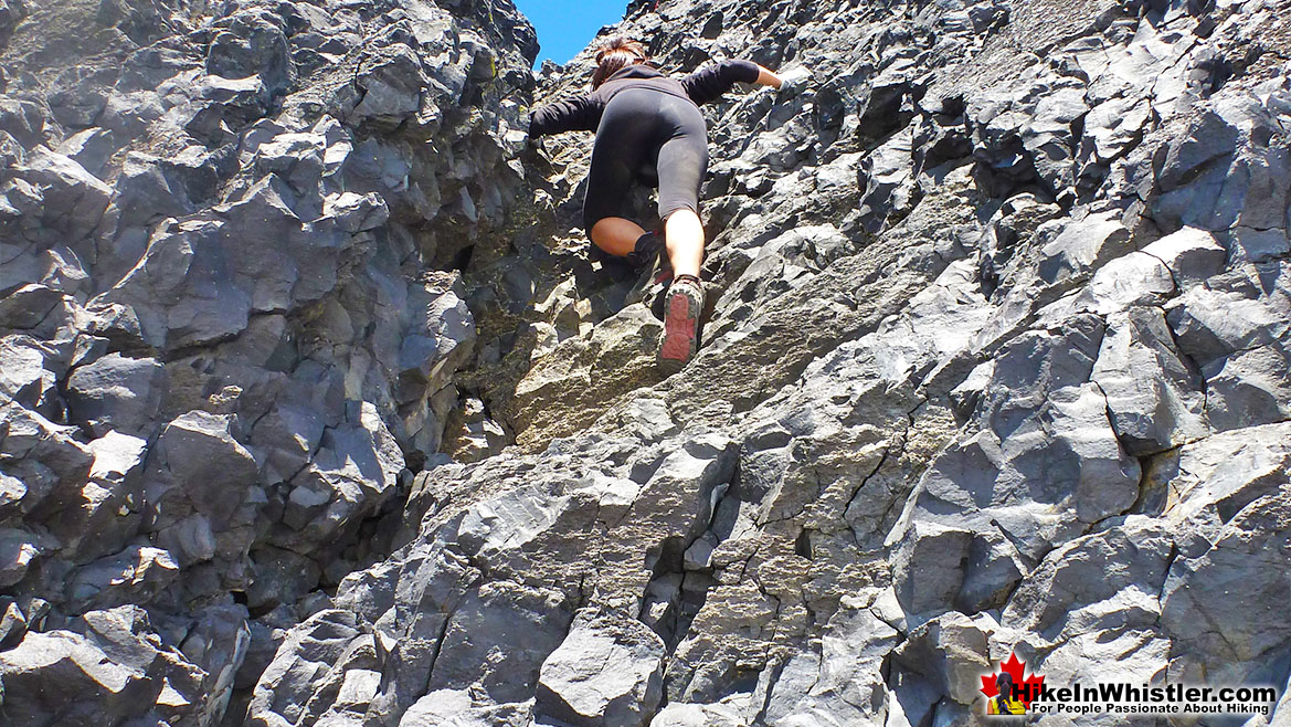 Climbing up Black Tusk Chimney