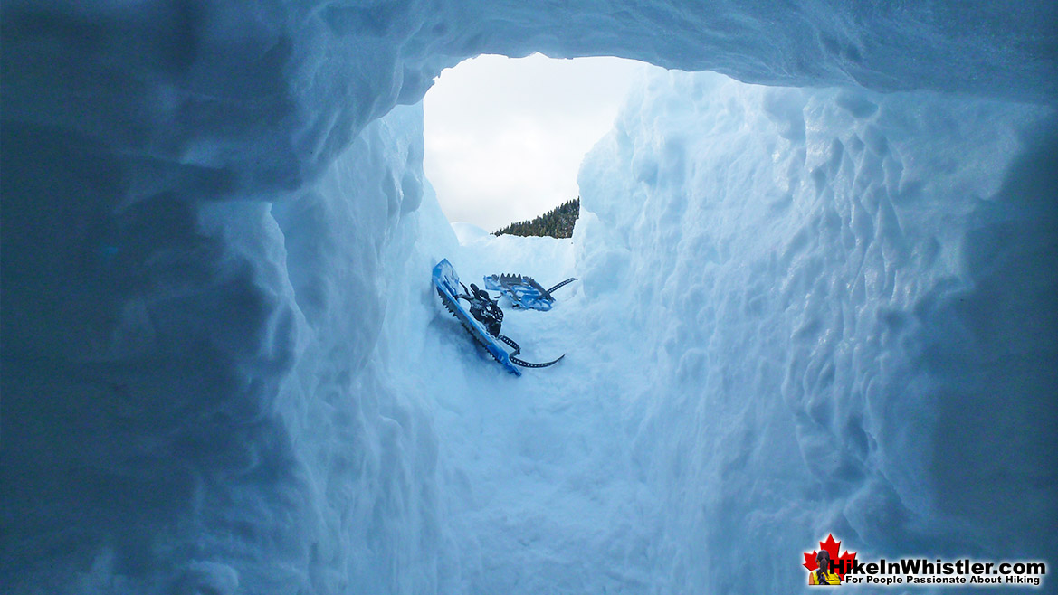 A Quinzee(snow cave shelter) Outside the Hut