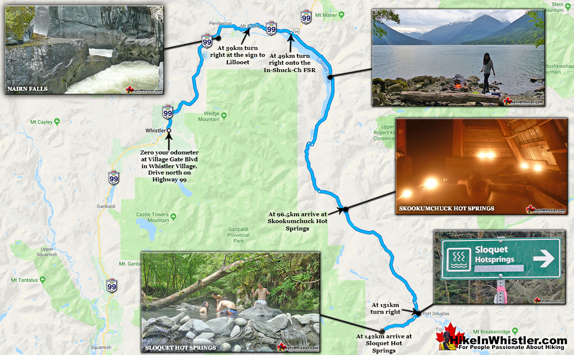 Sloquet Hot Springs Driving Map