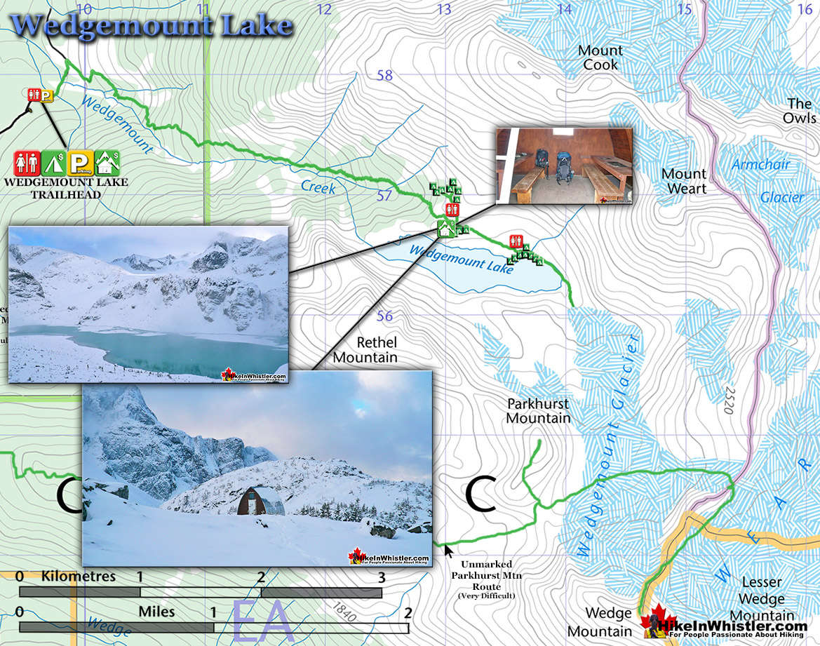 Wedgemount Lake Snowshoe Map