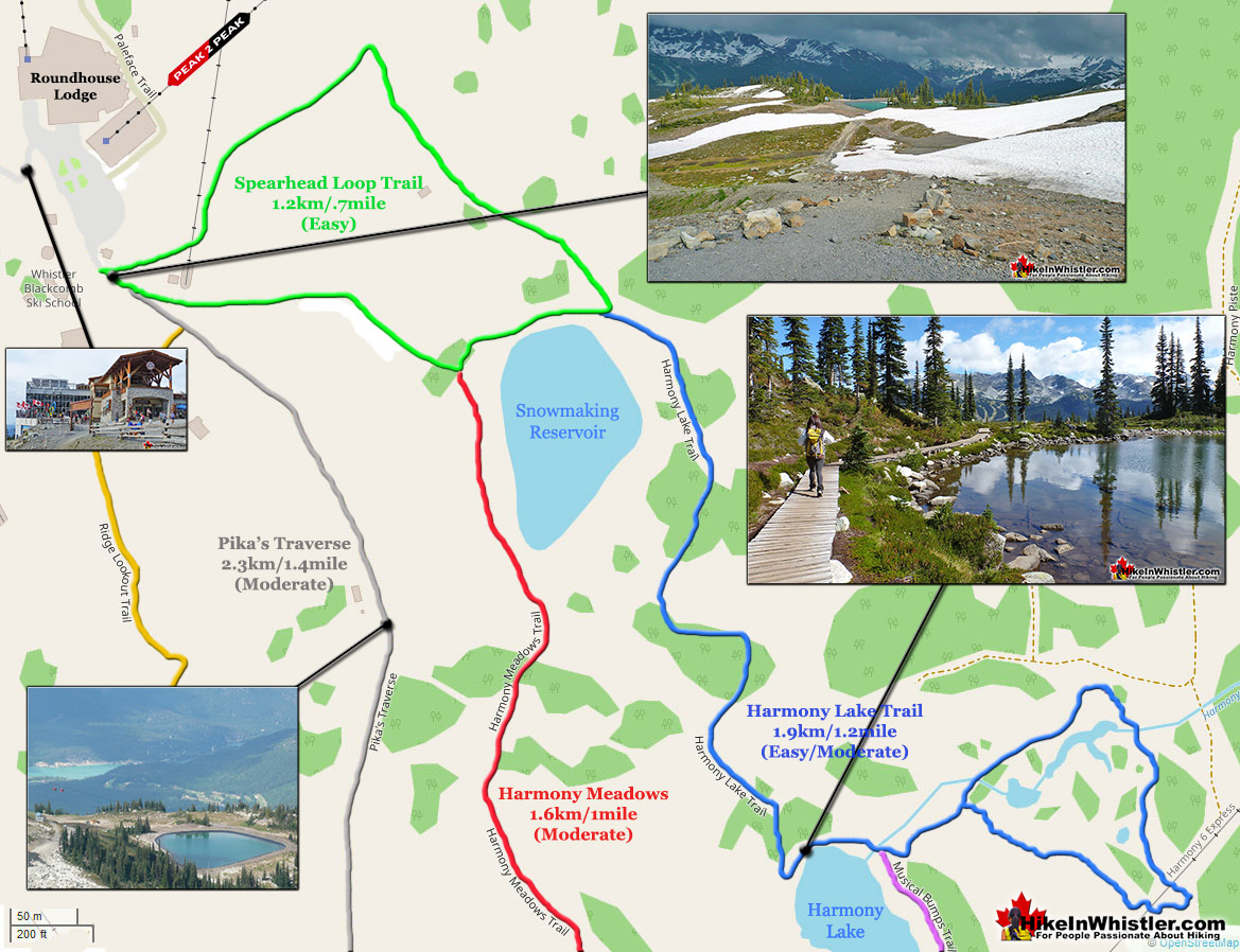 Whistler Hiking Map Short Trails